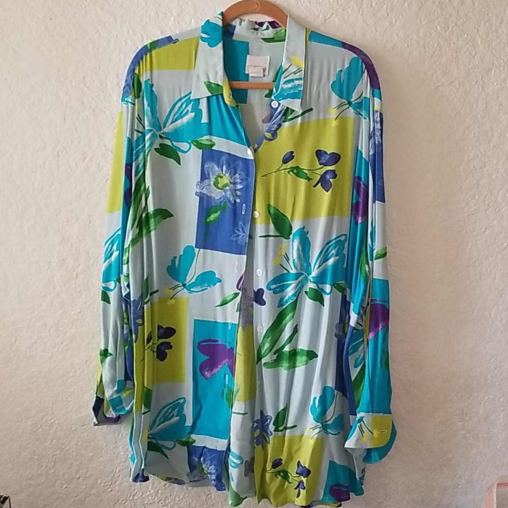 Moda Intl Blue Print Long Sleeve